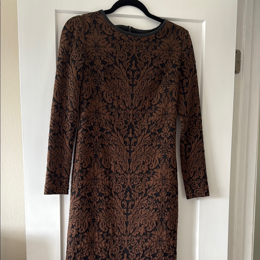 Vince Camuto Brown Sheath Long Sleeve Dress